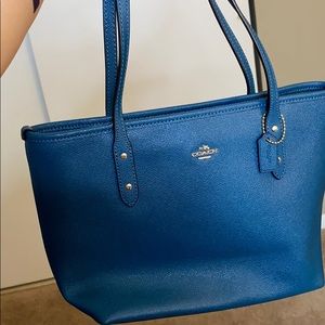 New coach mini city zip tote blue